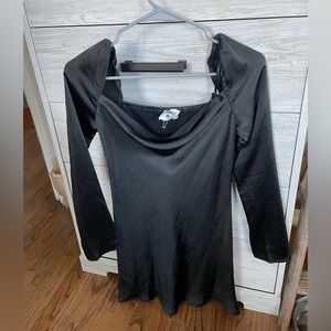 Princess Polly black silk long sleeve dress, size 0